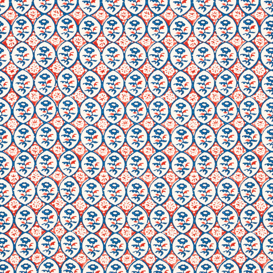 SCHUMACHER  NEW TRADITIONAL: PROVEN??AL JOSIANE FLORAL PRINTS PRINTS ROUGE , NAVY   - 180600