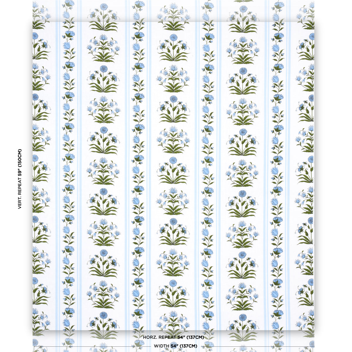 SCHUMACHER FABRIC  MARIE-ANNE OUDEJANS ROYAL POPPY STRIPE   SKY   - 180670