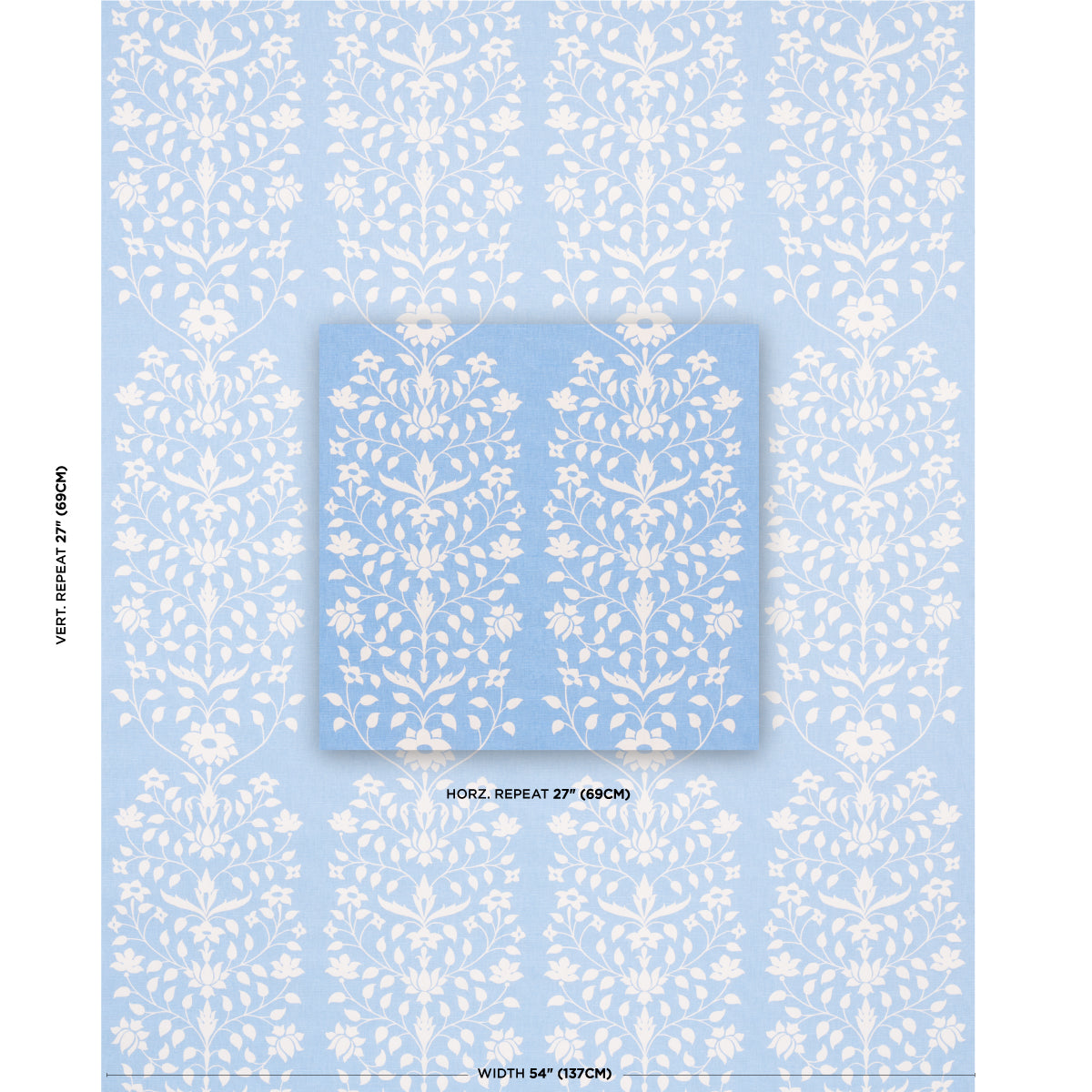SCHUMACHER  MARIE-ANNE OUDEJANS JAIPUR MUGHAL FLOWER   Cornflower Blue   - 180681