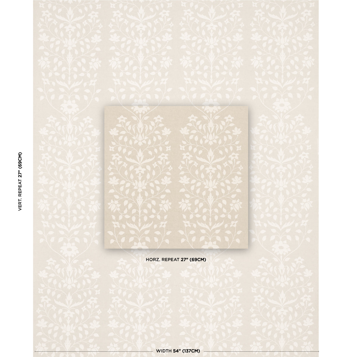 SCHUMACHER  MARIE-ANNE OUDEJANS JAIPUR MUGHAL FLOWER   Ivory On Natural   - 180682