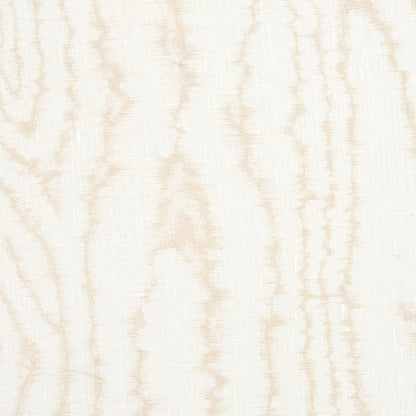Sand-colored, cream linen-look sheer fabric with pale beige wood-grain pattern; sheer drapery material.