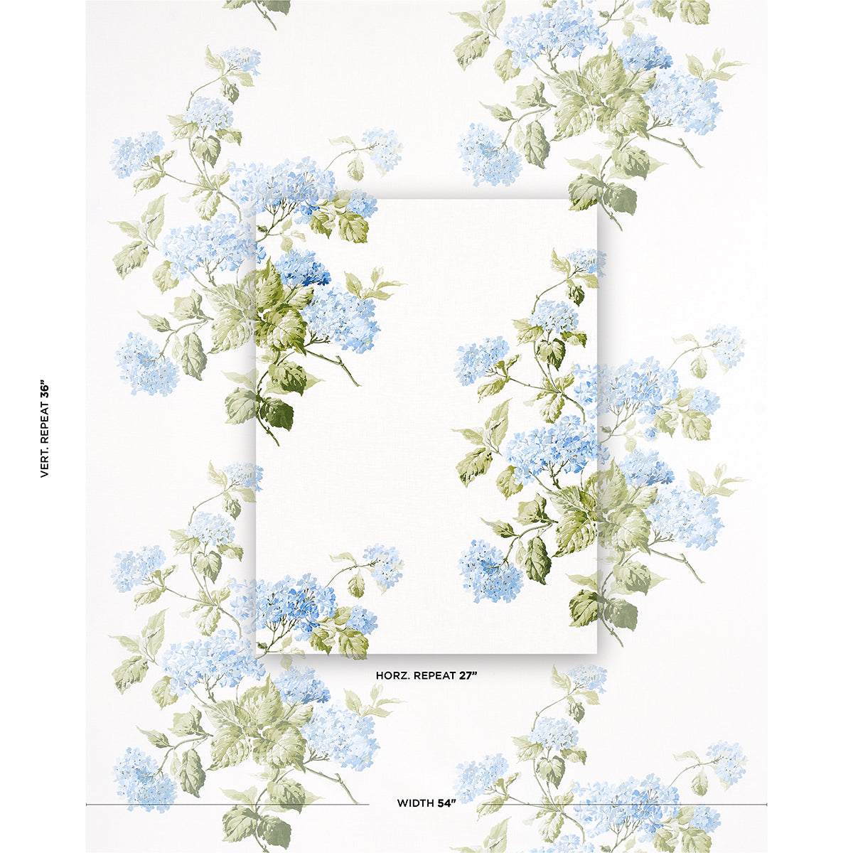 SCHUMACHER FABRIC  NEW OLD-FASHIONED SUMMER HYDRANGEA   BLUE HYDRANGEA   - 180822