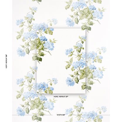 SCHUMACHER FABRIC  NEW OLD-FASHIONED SUMMER HYDRANGEA   BLUE HYDRANGEA   - 180822
