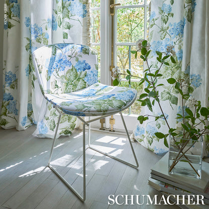SCHUMACHER FABRIC  NEW OLD-FASHIONED SUMMER HYDRANGEA   BLUE HYDRANGEA   - 180822