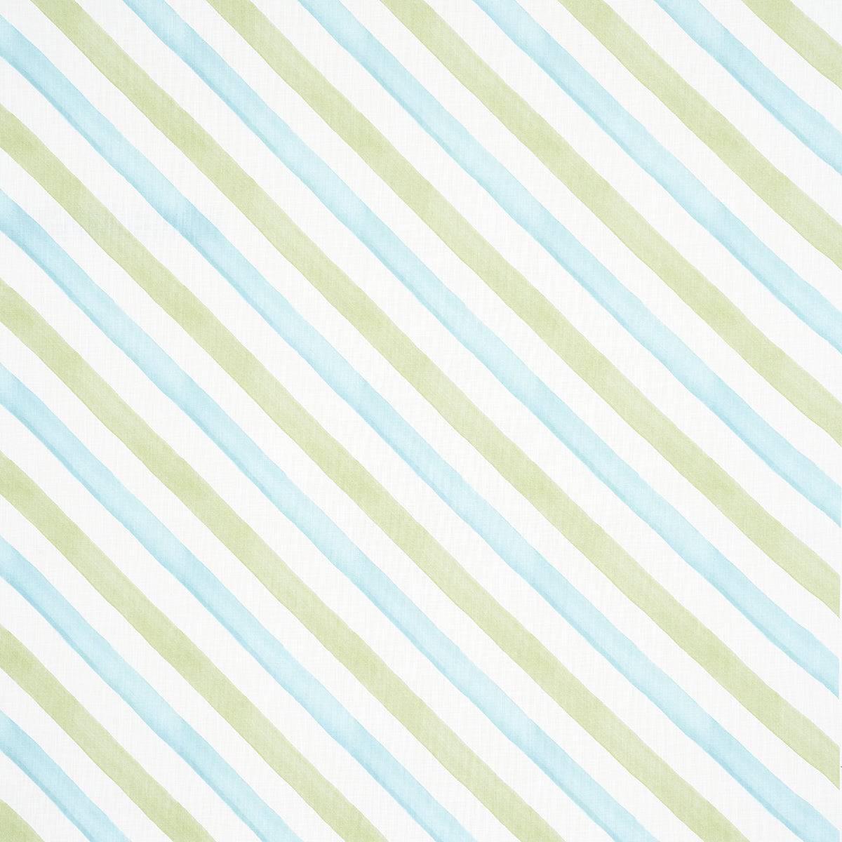 Pastel blue and sage diagonal stripes on white background; soft fabric pattern.