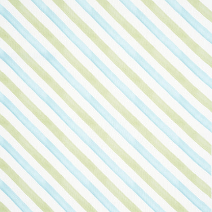 Pastel blue and sage diagonal stripes on white background; soft fabric pattern.