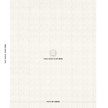 Cream damask wallpaper with delicate ivory vertical pattern; center square swatch.