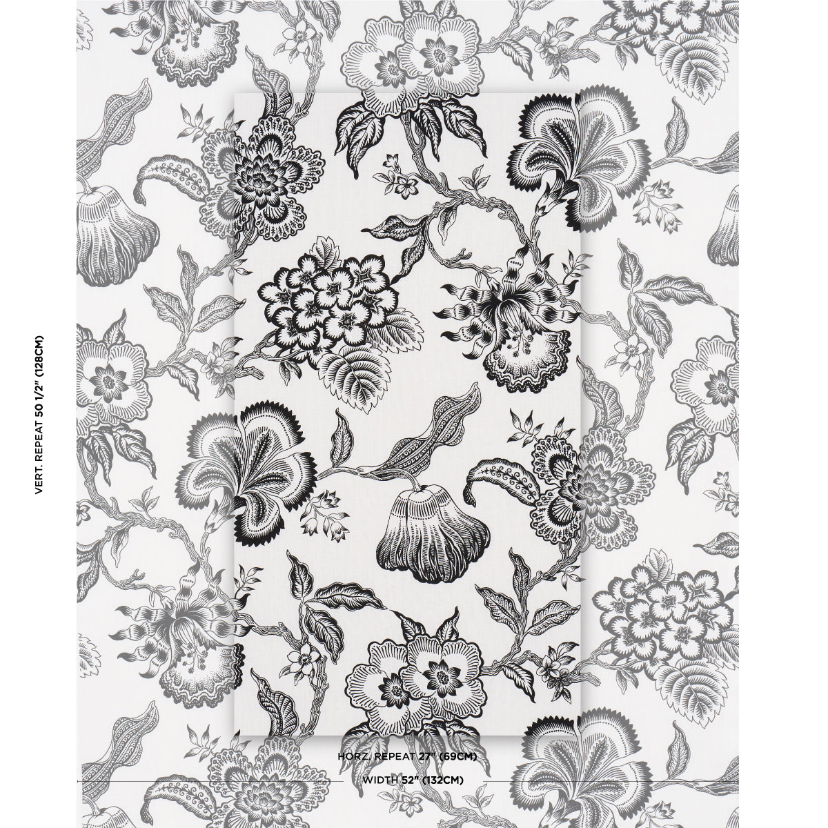 SCHUMACHER  CELERIE KEMBLE HOTHOUSE FLOWERS SILHOUETTE PRINTS PRINTS BLACK , WHITE   - 181482