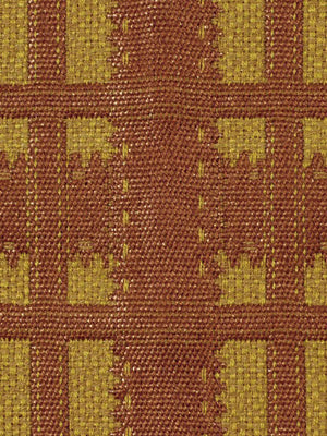 Goldenrod box-quilt upholstery fabric with a stitched square grid pattern.