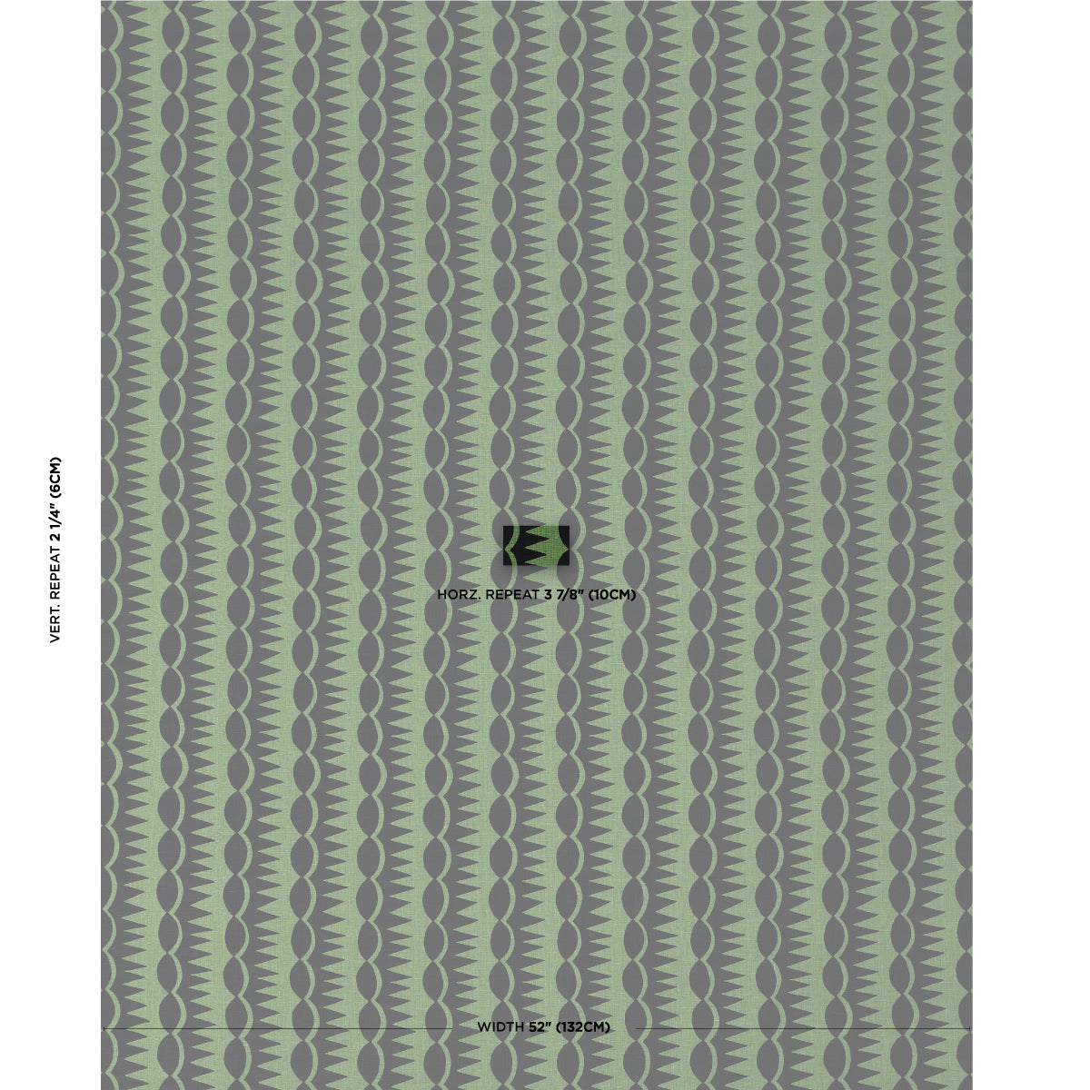 SCHUMACHER  DRUSUS TABOR DAGGER STRIPE PRINTS PRINTS BLACK ON GREEN   - 181532