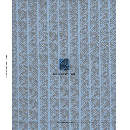 SCHUMACHER  DRUSUS TABOR VENETIAN ZIG ZAG BLOCK PRINT PRINTS PRINTS BLACK ON BLUE   - 181561