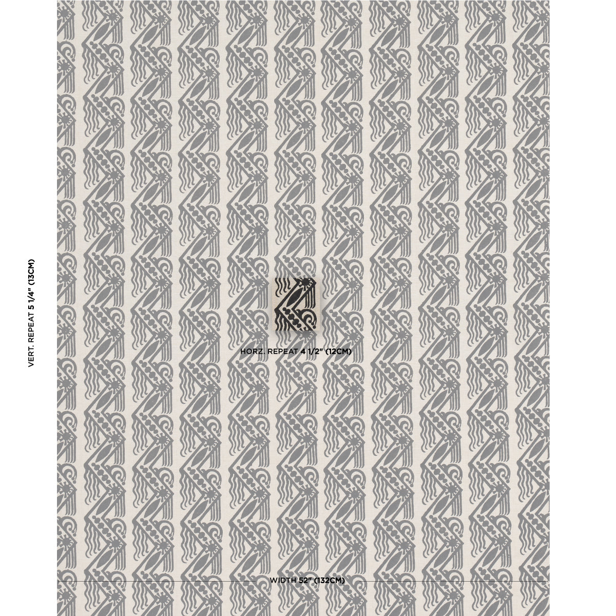 SCHUMACHER  DRUSUS TABOR VENETIAN ZIG ZAG BLOCK PRINT PRINTS PRINTS BLACK ON NATURAL   - 181562