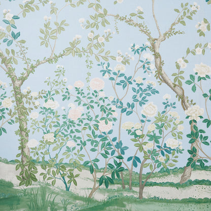 SCHUMACHER  PERENNIAL FAVORITES MADAME DE POMPADOUR PANEL PANELS & MURALS PANELS & MURALS BLUE   - 181572