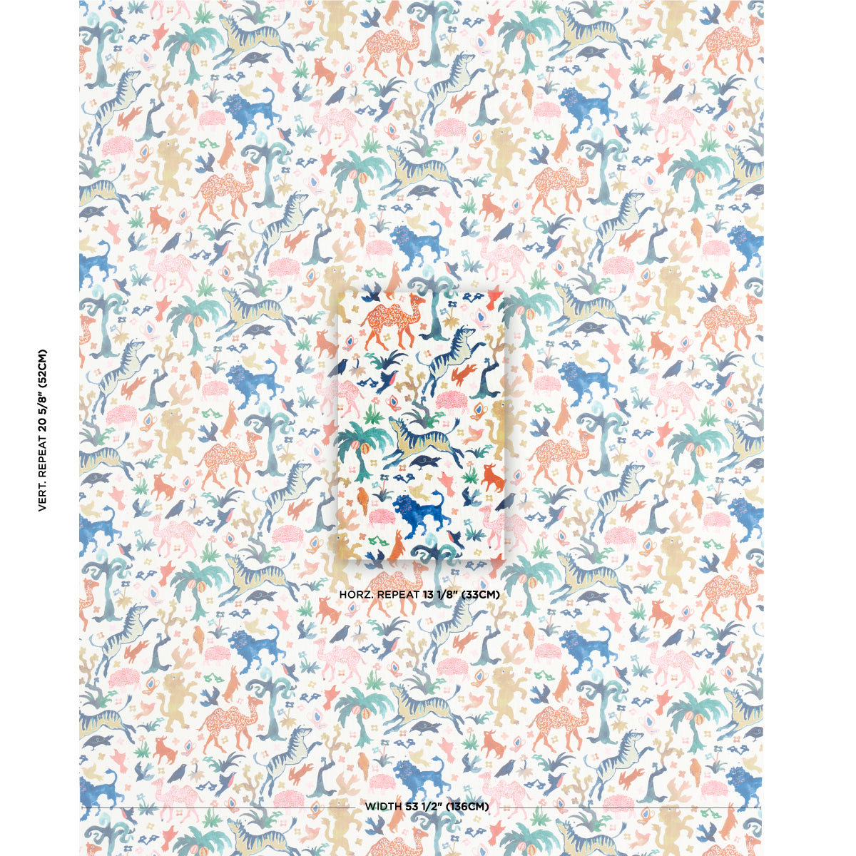 SCHUMACHER FABRIC  FABRIC BEASTS INDOOR/OUTDOOR   MULTI ON IVORY   - 181590