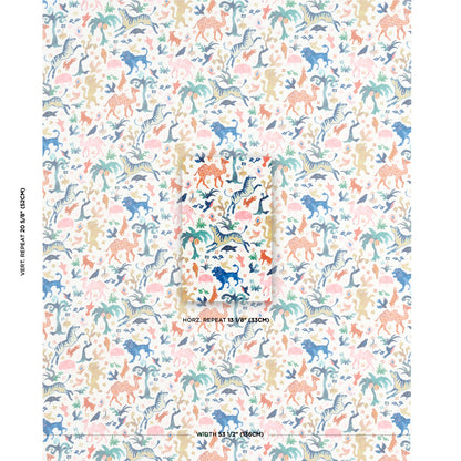 SCHUMACHER FABRIC  FABRIC BEASTS INDOOR/OUTDOOR   MULTI ON IVORY   - 181590