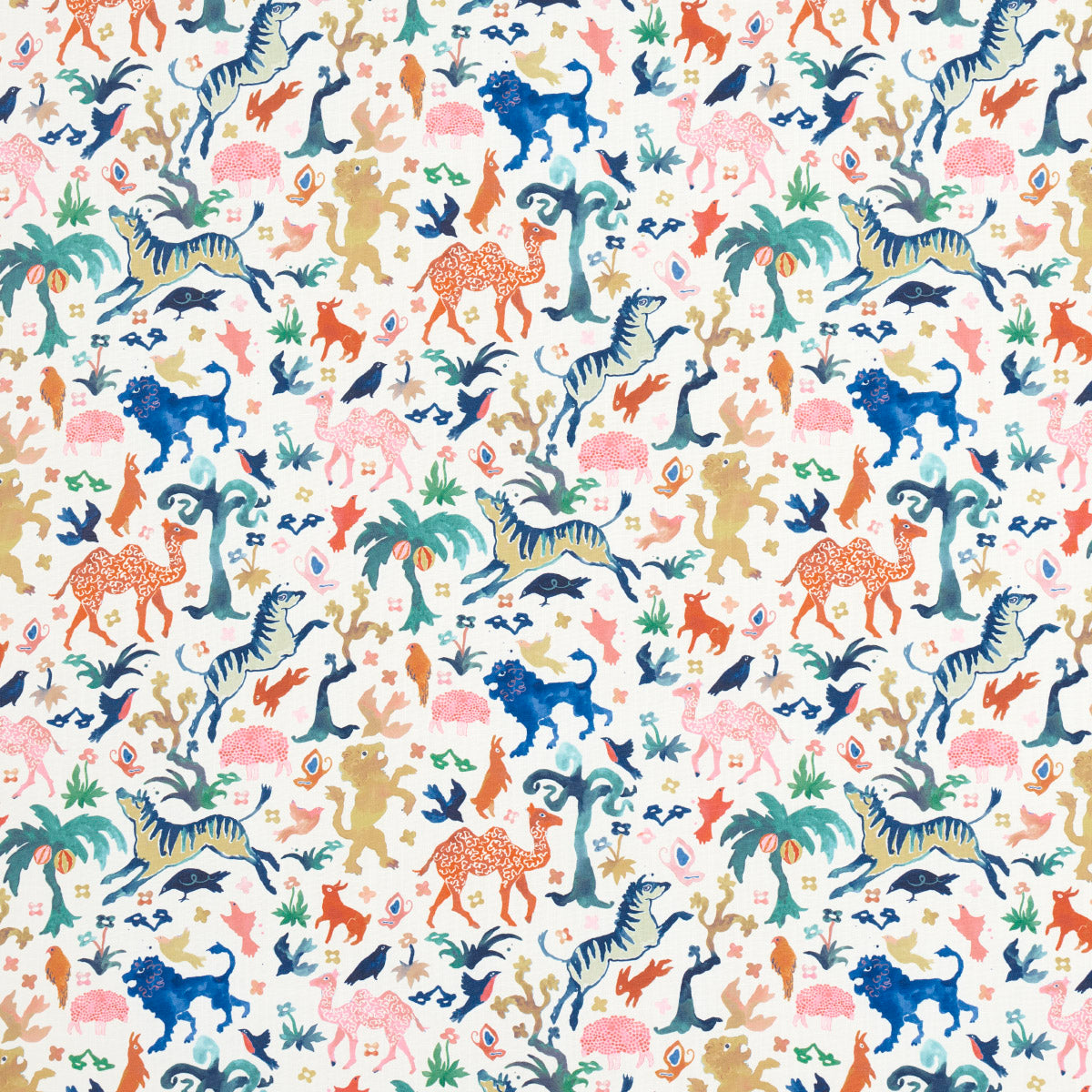 SCHUMACHER FABRIC  FABRIC BEASTS INDOOR/OUTDOOR   MULTI ON IVORY   - 181590