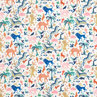 SCHUMACHER FABRIC  FABRIC BEASTS INDOOR/OUTDOOR   MULTI ON IVORY   - 181590