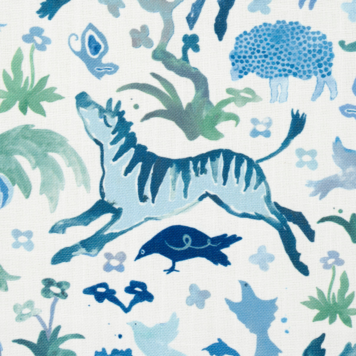 SCHUMACHER FABRIC  HAPPY MENOCAL BEASTS INDOOR/OUTDOOR   BLUE AND GREEN   - 181591
