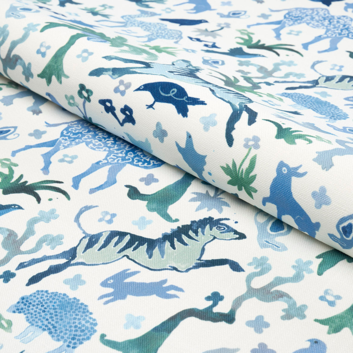 SCHUMACHER FABRIC  HAPPY MENOCAL BEASTS INDOOR/OUTDOOR   BLUE AND GREEN   - 181591