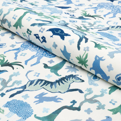 SCHUMACHER FABRIC  HAPPY MENOCAL BEASTS INDOOR/OUTDOOR   BLUE AND GREEN   - 181591