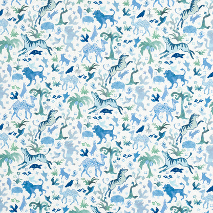 SCHUMACHER FABRIC  HAPPY MENOCAL BEASTS INDOOR/OUTDOOR   BLUE AND GREEN   - 181591