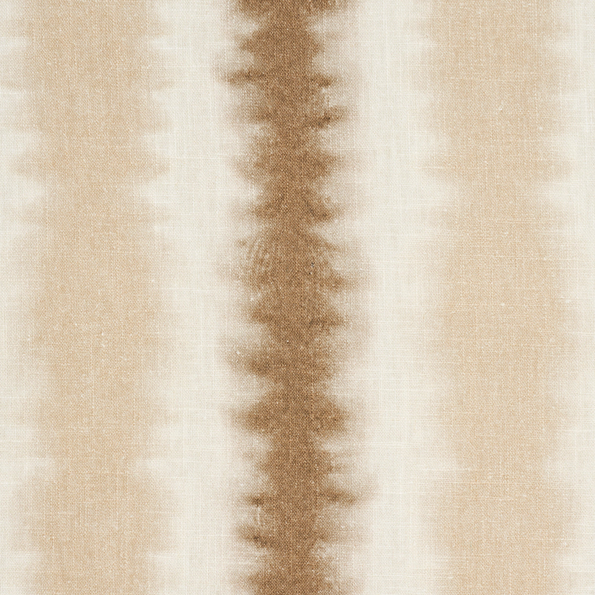 Beige woven fabric with a central brown vertical stripe; soft linen-like texture for neutral home decor.