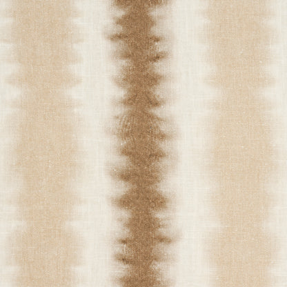 Beige woven fabric with a central brown vertical stripe; soft linen-like texture for neutral home decor.