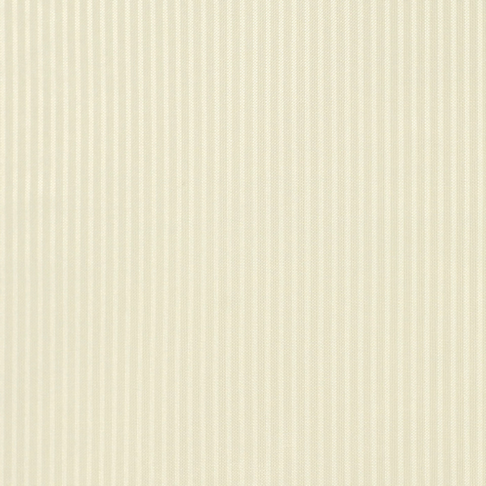 Cream drapery fabric with subtle vertical stripes and a smooth weave.