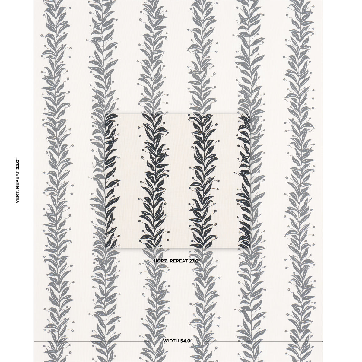 SCHUMACHER FABRIC  MARIAN MCEVOY TENDRIL STRIPE INDOOR/OUTDOOR   BLACK & CREAM   - 181671