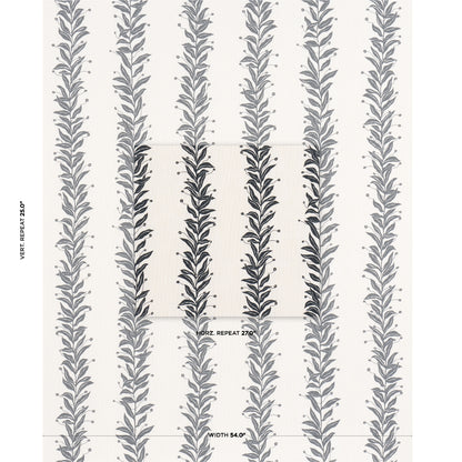 SCHUMACHER FABRIC  MARIAN MCEVOY TENDRIL STRIPE INDOOR/OUTDOOR   BLACK & CREAM   - 181671