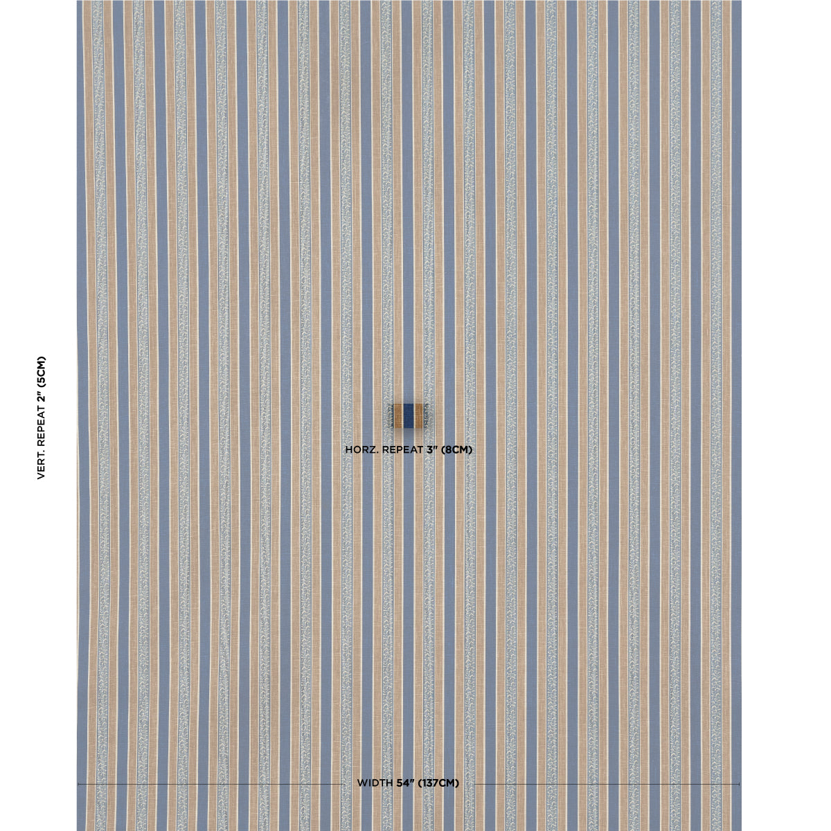 SCHUMACHER FABRIC  LE MAX AUGUSTE STRIPE   MARINE & COGNAC   - 181710