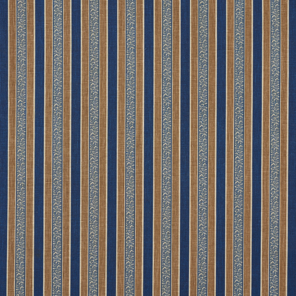 SCHUMACHER FABRIC  LE MAX AUGUSTE STRIPE   MARINE & COGNAC   - 181710