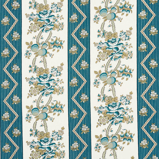 SCHUMACHER  LE MAX SYLVAIN FLORAL STRIPE PRINTS PRINTS TEAL   - 181741