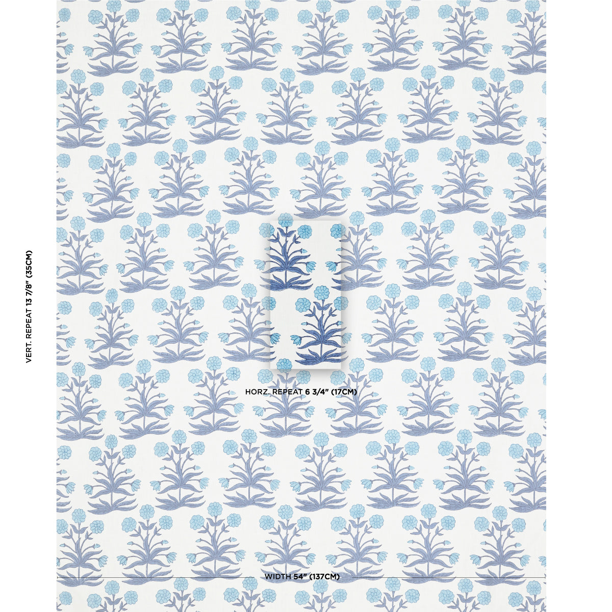 SCHUMACHER  MOLLY MAHON MUGHAL HAND BLOCK PRINT PRINTS PRINTS SKY INDIGO   - 181781