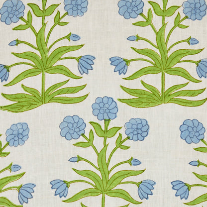 SCHUMACHER FABRIC  MOLLY MAHON MUGHAL HAND BLOCK PRINT   SKY PISTACHIO   - 181782