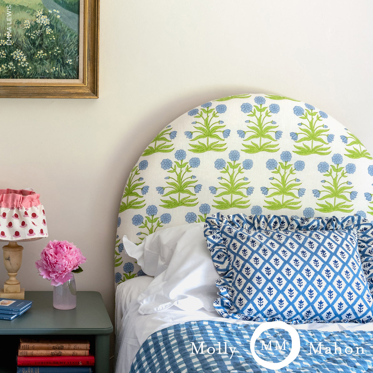 SCHUMACHER FABRIC  MOLLY MAHON MUGHAL HAND BLOCK PRINT   SKY PISTACHIO   - 181782