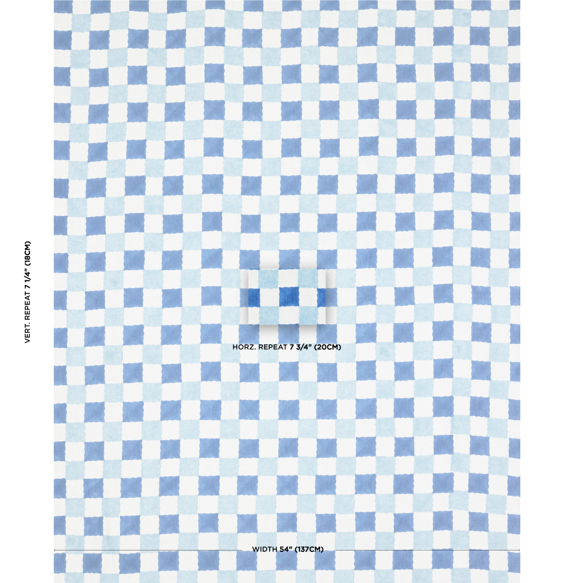 SCHUMACHER  MOLLY MAHON CHEQUER HAND BLOCK PRINT PRINTS PRINTS BLUE   - 181791