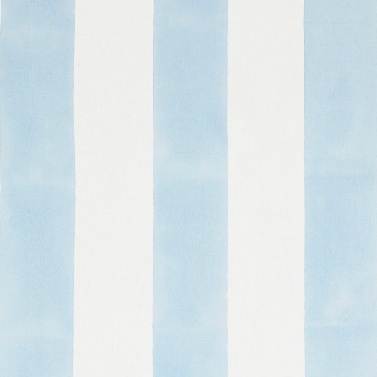 Light blue and white striped rug with broad vertical stripes, coastal modern style.