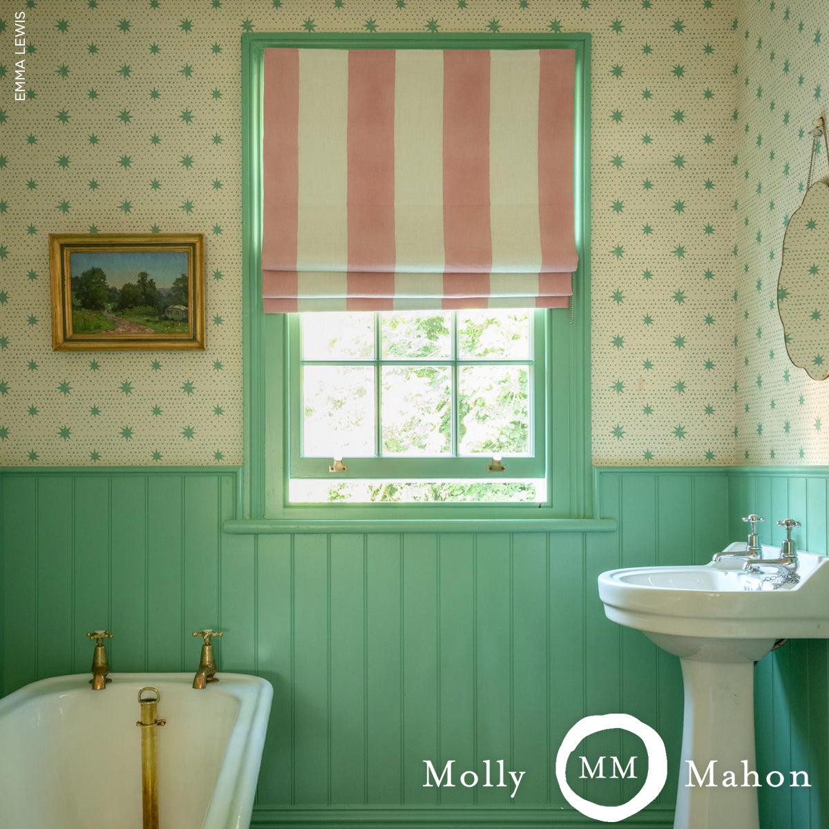 SCHUMACHER FABRIC  MOLLY MAHON WIDE HAND BLOCK STRIPE   PINK   - 181811