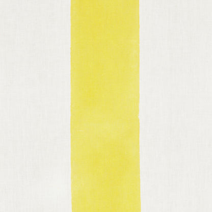 White textile with wide yellow hand-block stripe prints, minimalist modern style.