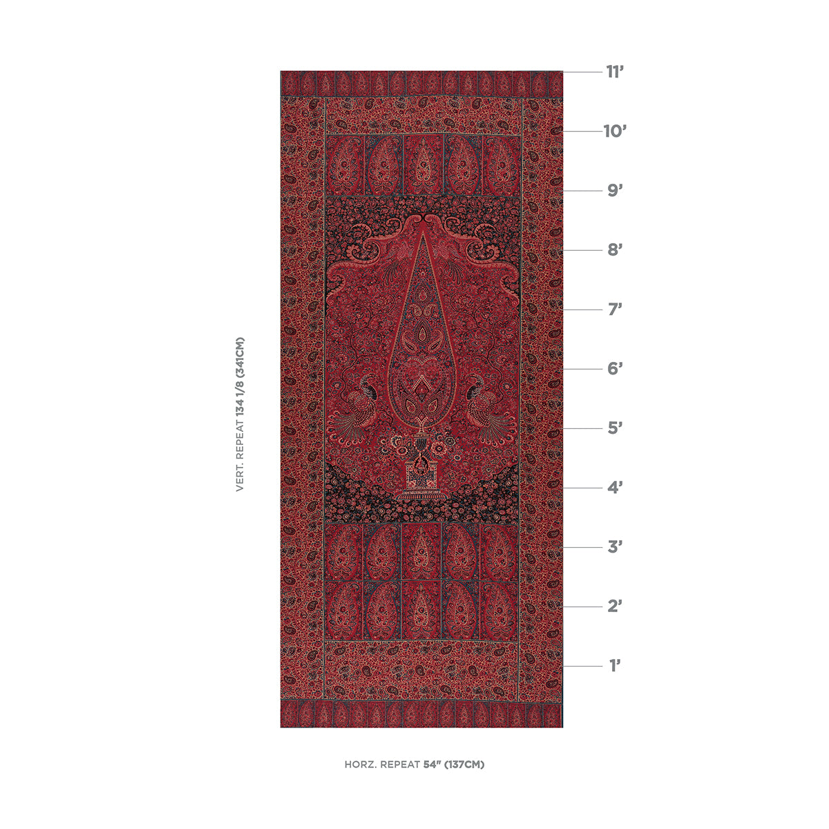 SCHUMACHER  LE MAX COLMERY PAISLEY PANEL PRINTS PRINTS ROUGE   - 181822