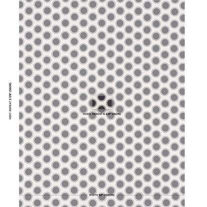 Grey concentric-ring dot pattern with repeating donut shapes on a light background; suitable for wallpaper or fabric.