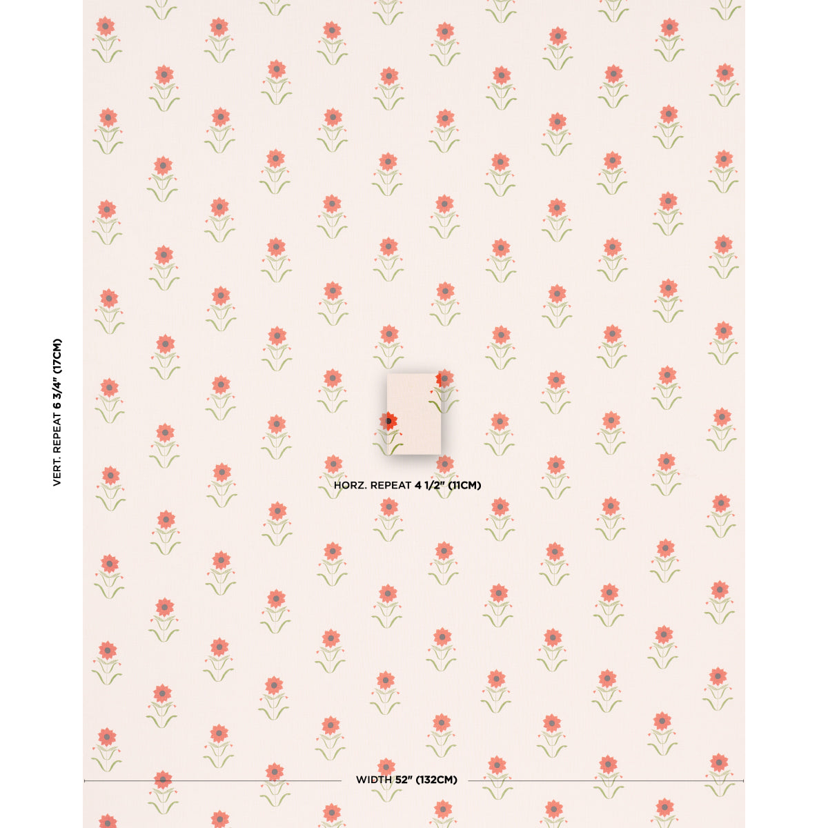 SCHUMACHER  CLARE ROJAS FOR PEG NORRISS FORGET ME NOTS PRINTS PRINTS RED ON PINK   - 181980