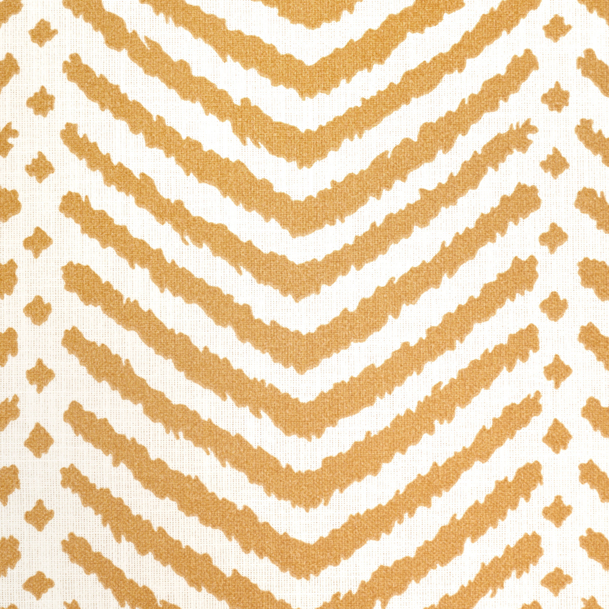 Gold chevron zigzag pattern with textured brushstroke lines against white backdrop; decorative fabric or wallpaper.