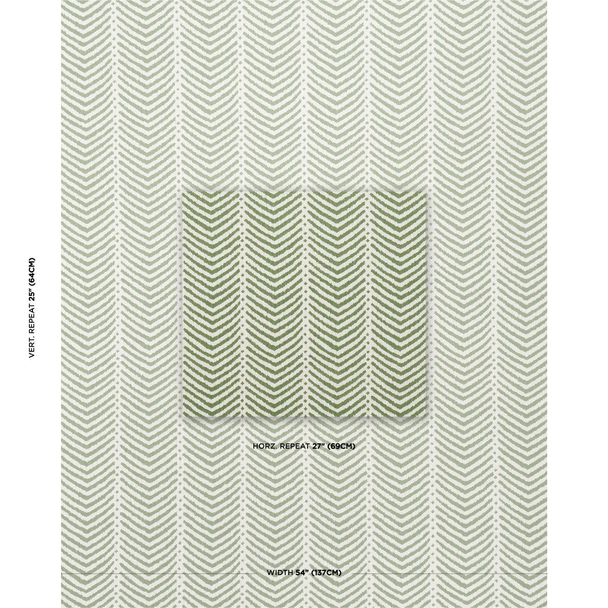 Beige and sage chevron print with vertical herringbone stripes; indoor/outdoor print.