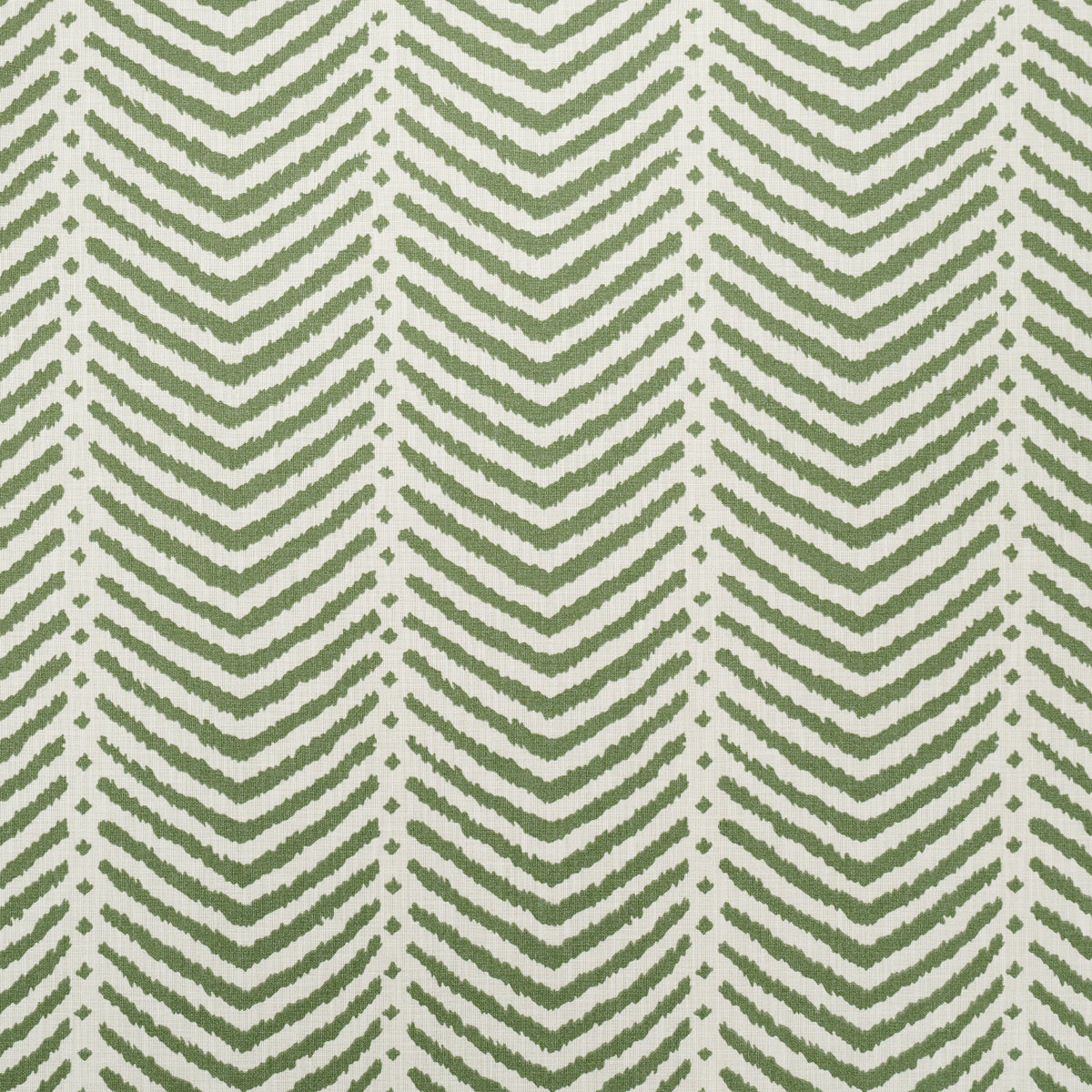 Olive green chevron herringbone pattern fabric on beige background with repeating vertical zigzag stripes.