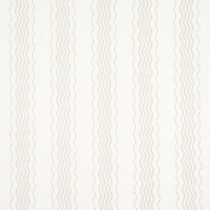 Cream wallpaper featuring vertical beige wavy stripes with dotted accents in a subtle repeating pattern.