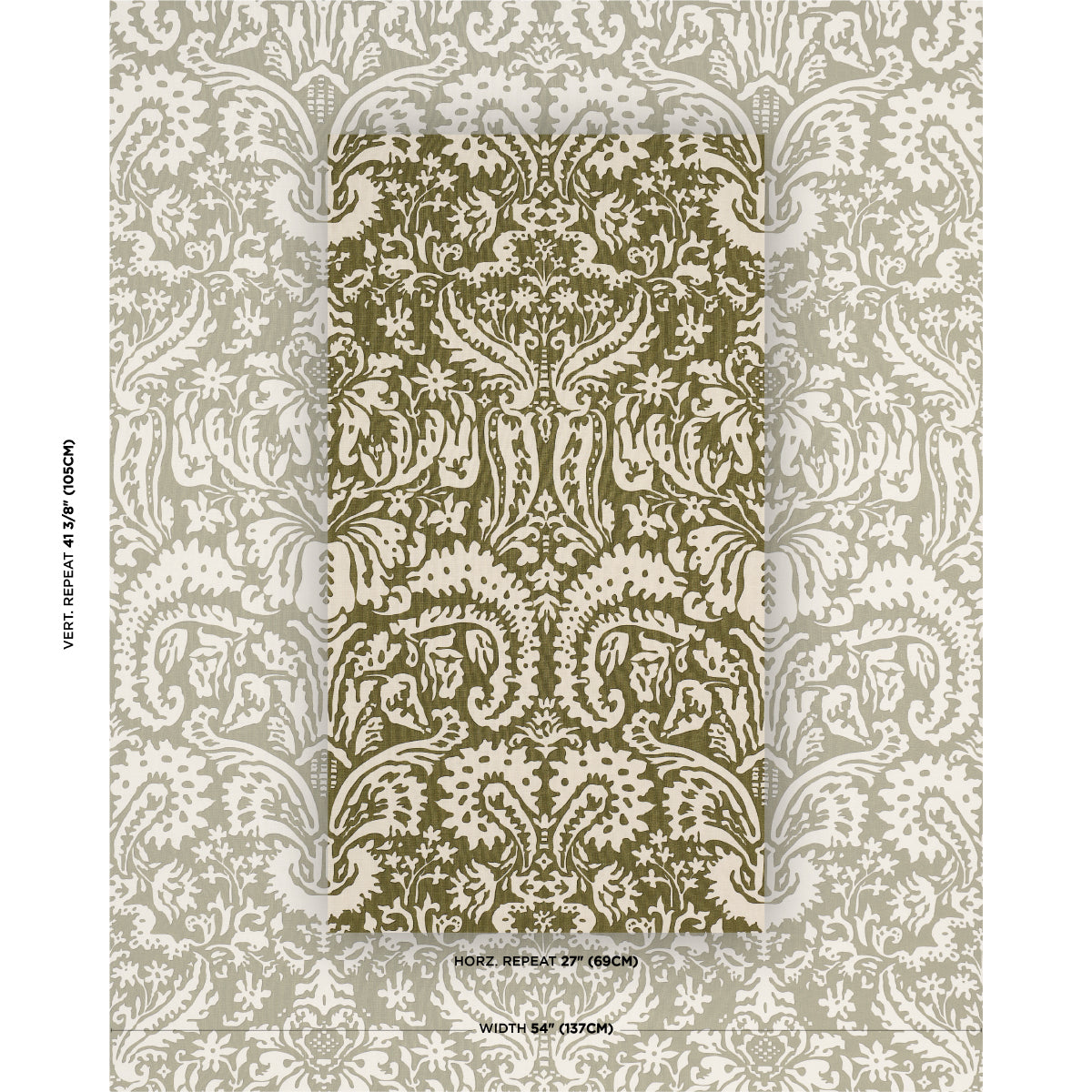SCHUMACHER  VEERE GRENNEY SUFFOLK DAMASK   Olive   - 182122