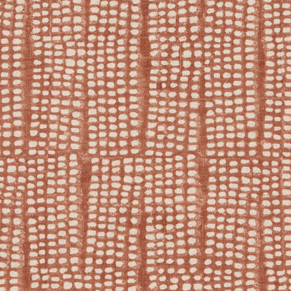 Rust orange fabric with cream dotted grid pattern; geometric textile suitable for upholstery or curtains.