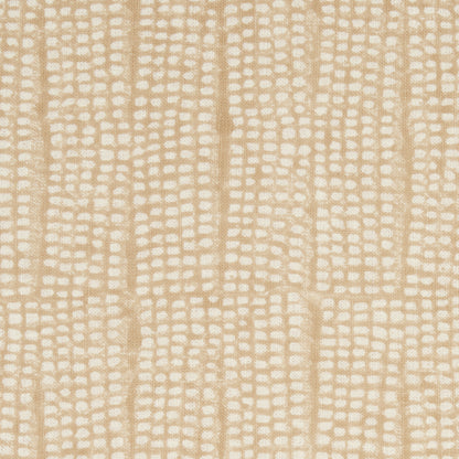 Beige woven fabric with tan dotted grid pattern, geometric lattice texture, suitable for upholstery or curtains.